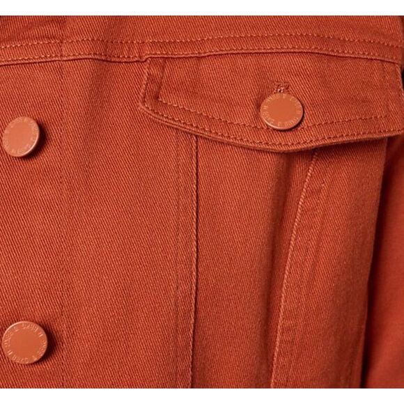 Belle by Kim Gravel Womens 2X Button Front Twill Jacket Knit Back Rust NWOT - Picture 4 of 9